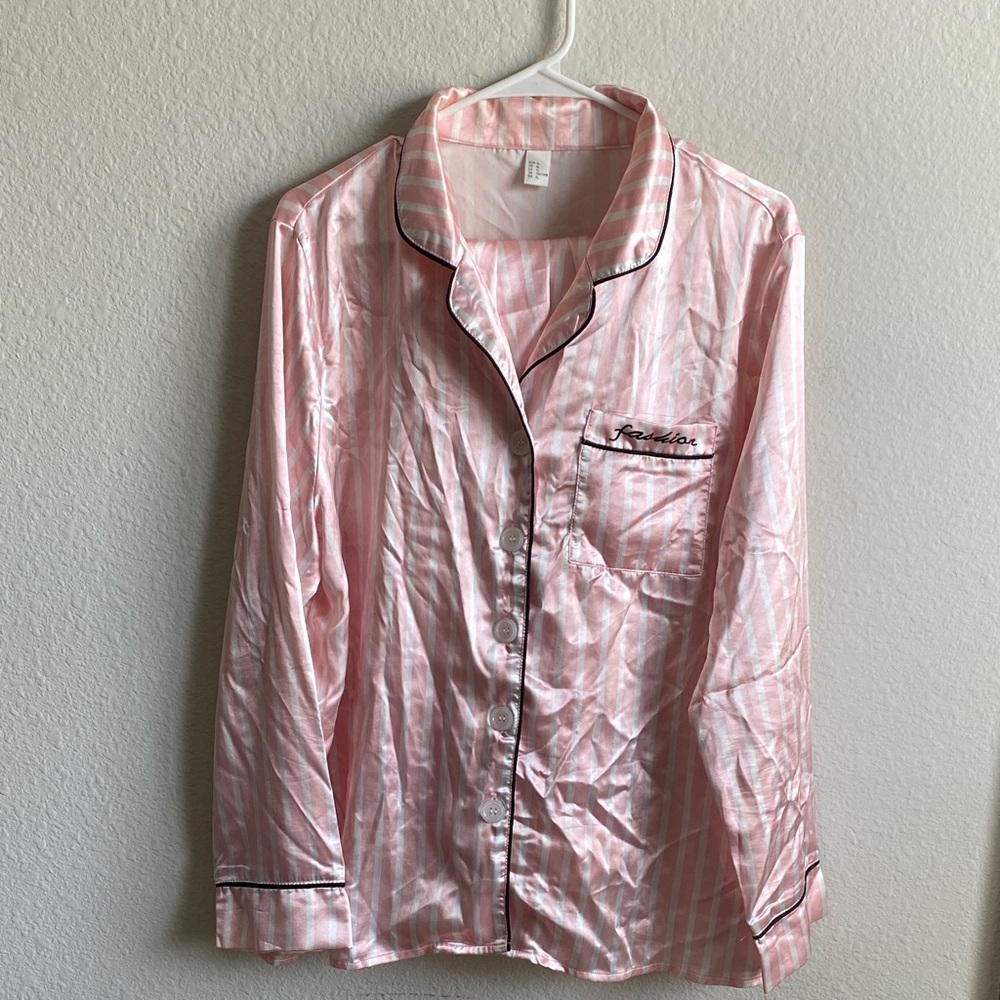 Women's Pink Striped Pajama Set